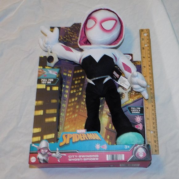 Ghost Spider Gwen Spidey Friends Spiderman Plush City Swinging Spiderverse NEW - Picture 2 of 3